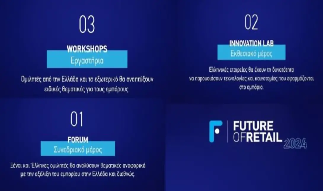 Διήμερης διάρκειας θα είναι το μεγάλο συνέδριο της ΕΣΕΕ #FutureofRetail που θα διεξαχθεί στις 5 & 6 Απριλίου 2024 στην Αθήνα.