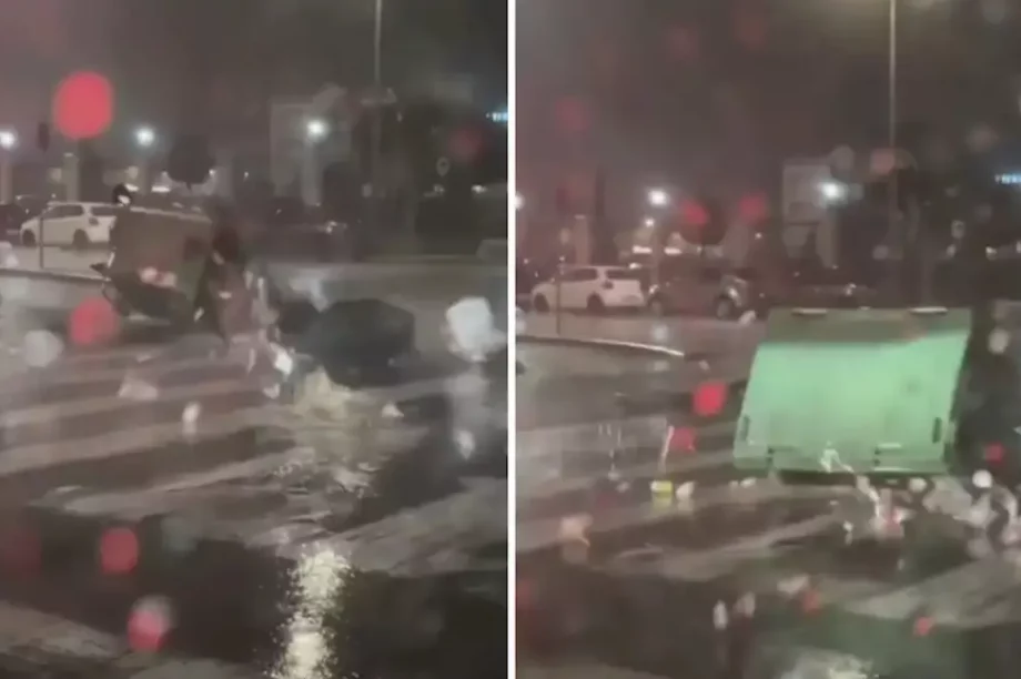 Kάδος σκουπιδιών δρόμος