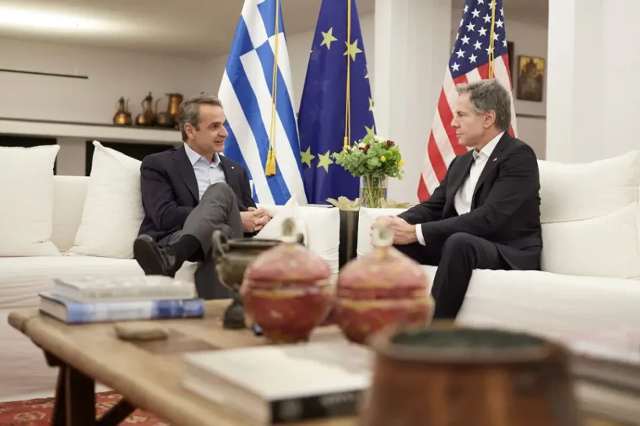 Ο πρωθυπουργός Κυριάκος Μητσοτάκης και ο υπουργός Εξωτερικών των ΗΠΑ Άντονι Μπλίνκεν