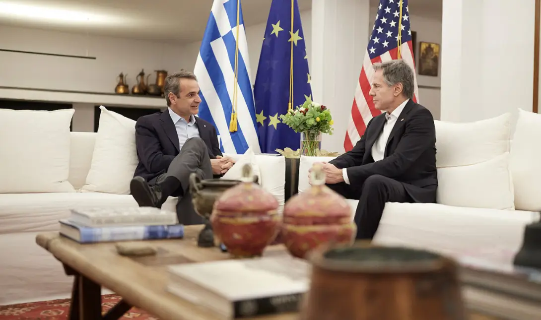Ο πρωθυπουργός Κυριάκος Μητσοτάκης και ο υπουργός Εξωτερικών των ΗΠΑ Άντονι Μπλίνκεν