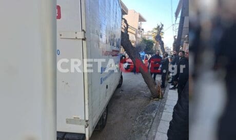 Ηράκλειο: Δέντρο έπεσε πάνω σε φορτηγό