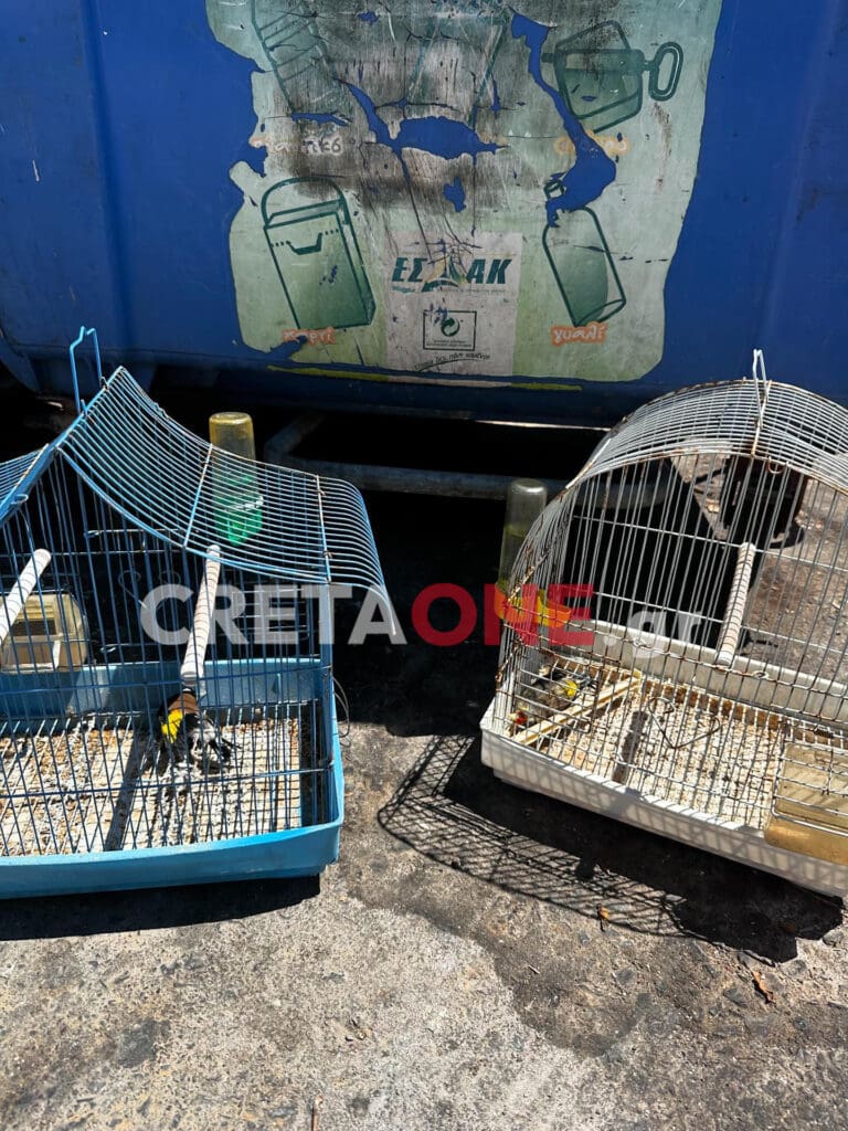 Πέταξαν στα σκουπίδια τα κλουβιά με τα πουλάκια