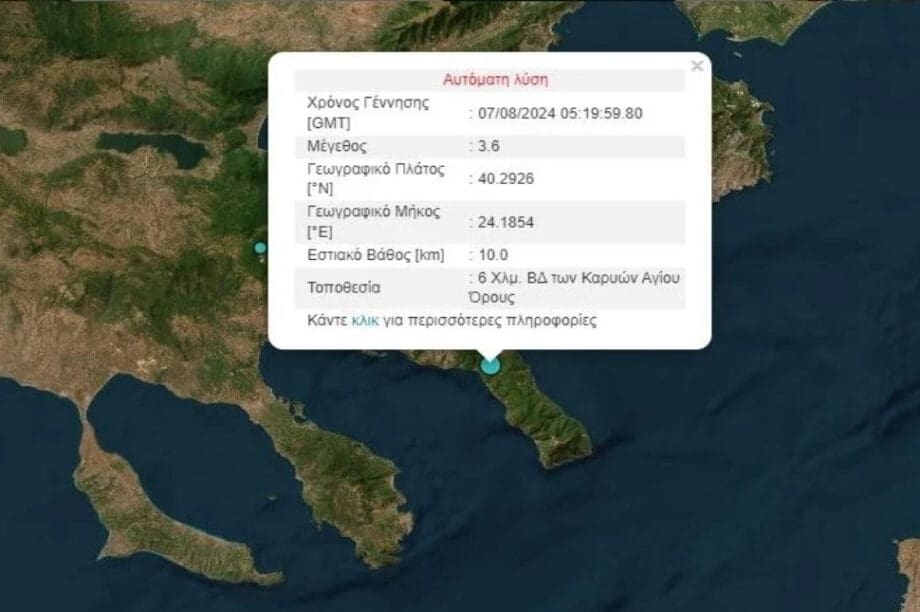 σεισμός Άγιο Όρος