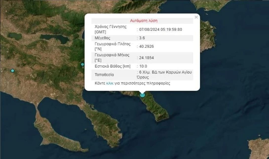 σεισμός Άγιο Όρος