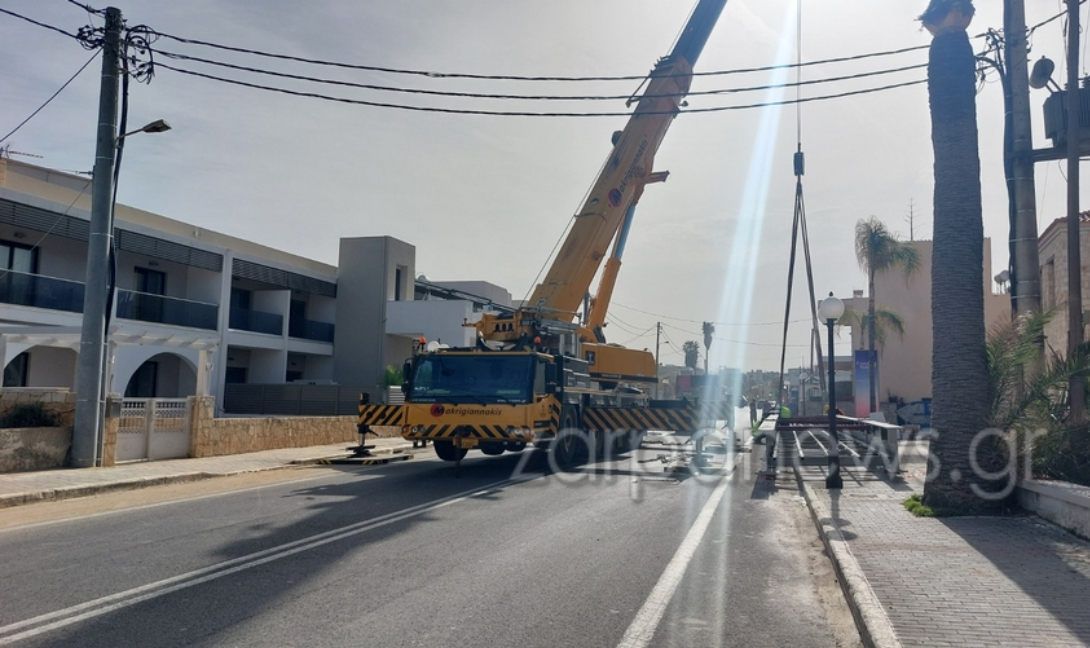 Χανιά: Κλειστή η παλαιά εθνική οδός Χανίων Κισσάμου για τοποθέτηση αερογέφυρας