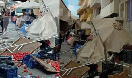 Τμήμα μπαλκονιού έπεσε πάνω σε πάγκους λαϊκής αγοράς