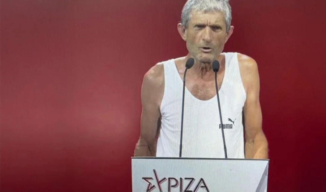 Συνέδριο ΣΥΡΙΖΑ: Εμεινε με το φανελάκι λόγω έλλειψης κλιματιστικών