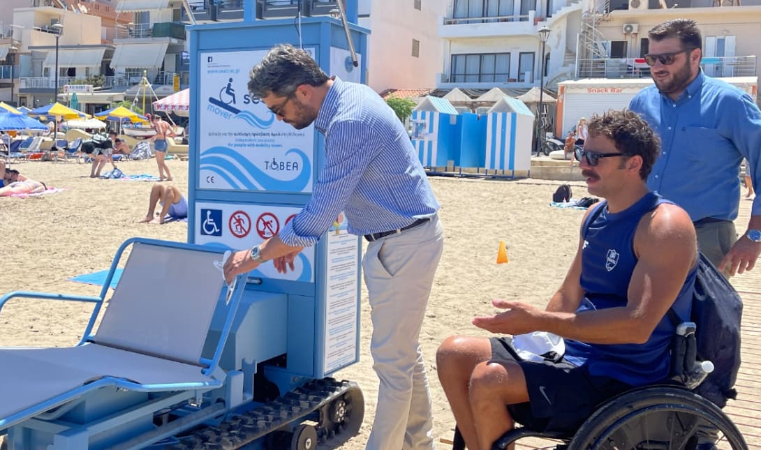 Νέο σύστημα Sea Trac για την πρόσβαση ατόμων με αναπηρία στην παραλία της Νέας Χώρας Χανίων