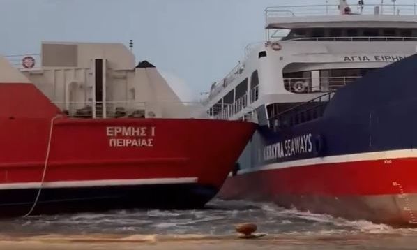 Ηγουμενίτσα: Έσπασαν οι κάβοι και συγκρούστηκαν δύο πλοία στο λιμάνι -Δείτε το βίντεο