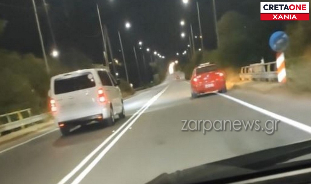 Κρήτη: Oδηγός βαν κάνει προσπέραση σε διπλή διαχωριστική γραμμή – Δείτε το βίντεο
