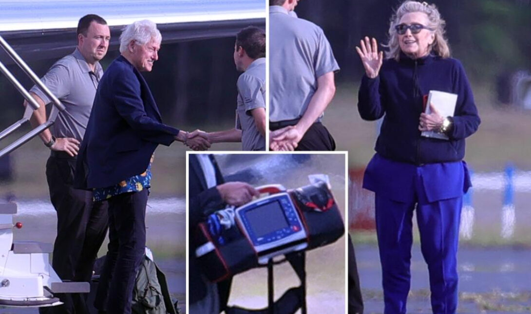 Εμφάνιση Κλίντον με φορητό απινιδωτή και επίδεσμο στη μύτη! (φωτογραφίες)