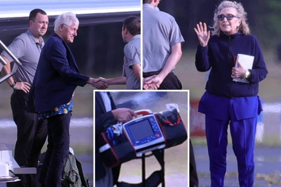 Εμφάνιση Κλίντον με φορητό απινιδωτή και επίδεσμο στη μύτη! (φωτογραφίες)