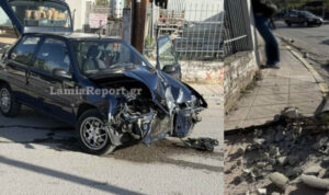 Τροχαίο ατύχημα στη Λαμία – Διαλύθηκε το όχημα (Φωτογραφίες και βίντεο)