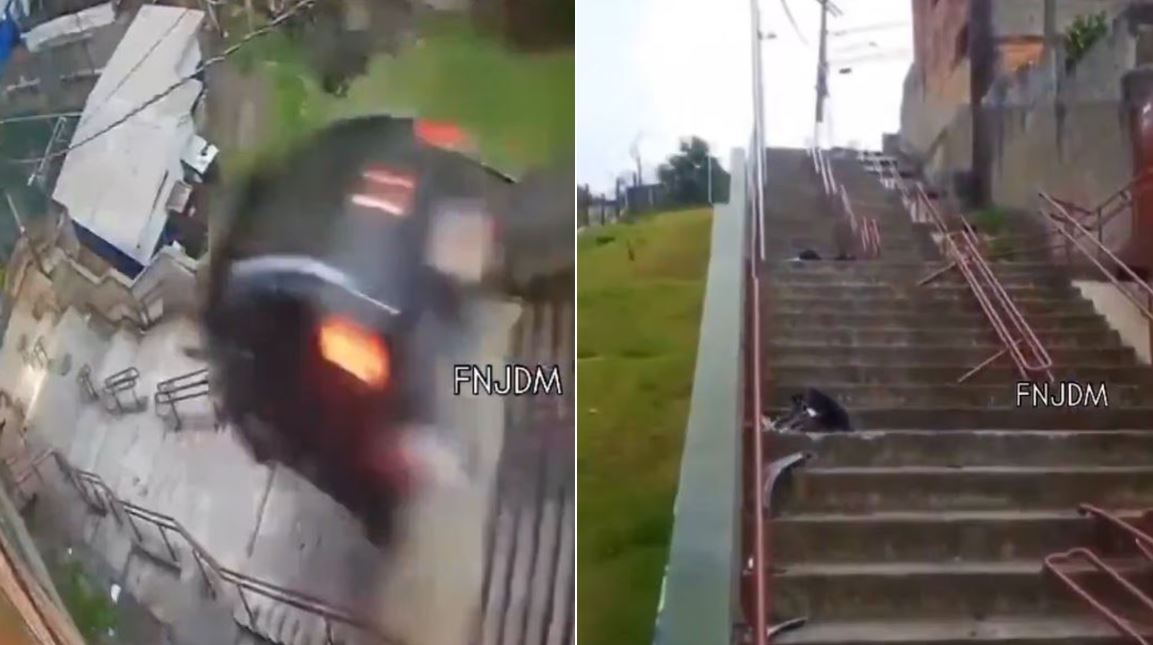 Βίντεο- σοκ από τροχαίο στην Βραζιλία: Αυτοκίνητο εκτοξεύτηκε στον αέρα και κατρακύλησε σε σκαλοπάτια