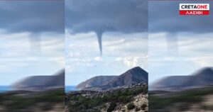 Κρήτη: Εντυπωσιακός υδροστρόβιλος κοντά στο Μύρτος