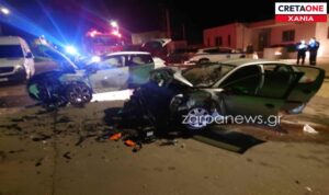 Χανιά: Σφοδρή σύγκρουση δύο αυτοκινήτων στην Κίσαμο τη νύχτα