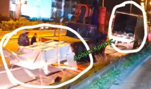 ΒΟΑΚ: Αποκολλήθηκε πόρτα φορτηγού και έπεσε στο δρόμο – Δείτε βίντεο