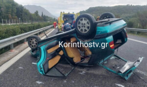 Σοκαριστικό τροχαίο με εγκλωβισμένους – Τούμπαρε αυτοκίνητο στην Εθνική Οδό Κορίνθου – Τριπόλεως – Δείτε εικόνες