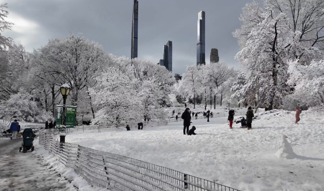 Νέα Υόρκη: «Ντύθηκε στα λευκά» και μπήκε στο κλίμα των Χριστουγέννων το Central Park (βίντεο)