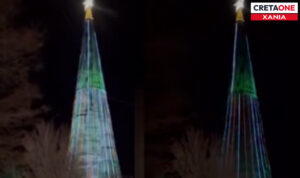 Χανιά: Φωταγωγήθηκε στο φαράγγι της Σαμαριάς ένα από τα μεγαλύτερα χριστουγεννιάτικα δέντρα της Ελλάδας (Βίντεο)