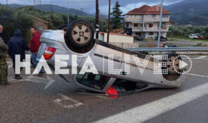 Τρόμος στην Ηλεία: Ανεμοστρόβιλος αναποδογύρισε αυτοκίνητο εν κινήσει  – Δείτε εικόνες
