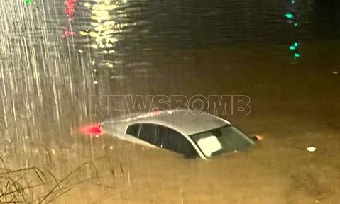 Βυθίστηκαν αυτοκίνητα στη Σπύρου Λούη – Φρεάτια ξεχείλισαν από την έντονη βροχόπτωση (βίντεο)