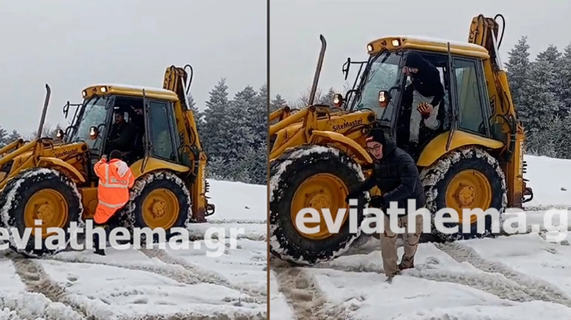 Εύβοια: Διασώθηκαν μετά από 9 ώρες οι νεαροί που εγκλωβίστηκαν στα χιόνια – Δείτε το βίντεο