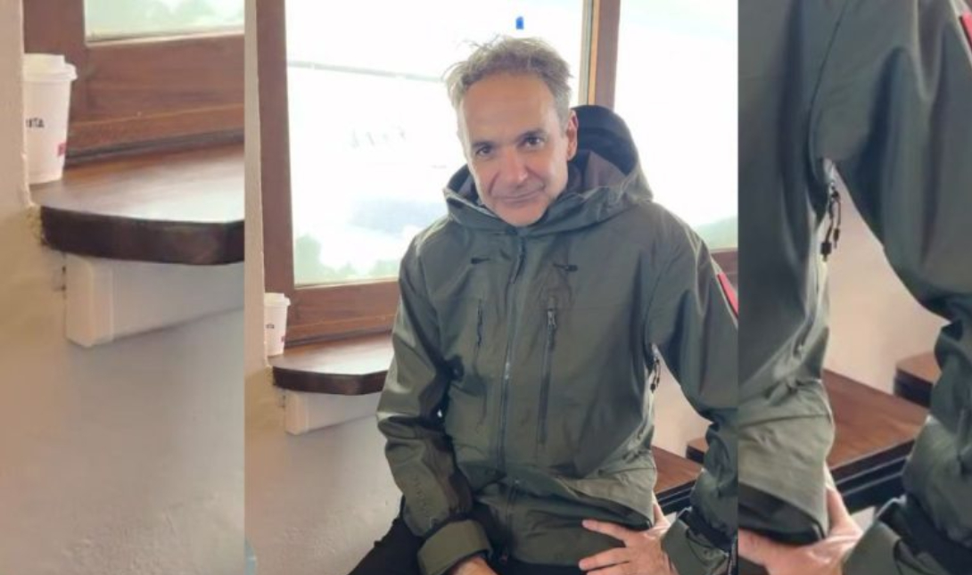 Στο χιονοδρομικό κέντρο Καλαβρύτων ο Κυριάκος Μητσοτάκης: Παρουσίασε το νέο καφέ στην κορυφή της Στύγας (Βίντεο)