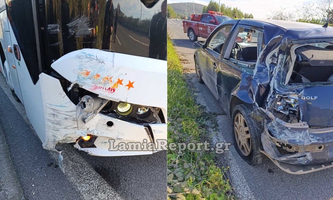 Σύγκρουση λεωφορείου με αυτοκίνητο που επέβαιναν καλόγριες