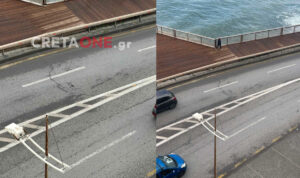 Ηράκλειο: Υποχώρησε το οδόστρωμα στην παραλιακή – Δείτε φώτο