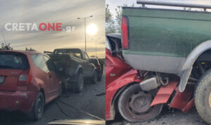 Καραμπόλα τεσσάρων οχημάτων στον ΒΟΑΚ: ΙΧ «καρφώθηκε» σε αγροτικό όχημα – Δείτε φωτογραφίες