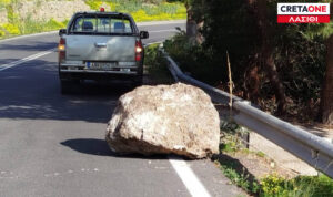 Ιεράπετρα: Νέα κατολίσθηση ογκώδους βράχου στην περιοχή της Αγίας Φωτιάς (φώτο)