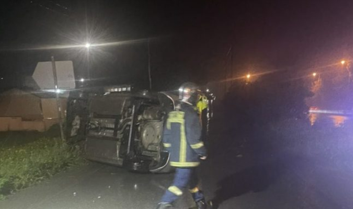 Ηράκλειο: Τροχαίο ατύχημα με ανατροπή ΙΧ αυτοκινήτου στον ΒΟΑΚ
