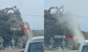 Καρέ-καρέ γκρεμίζουν το ύψωμα για τον ΒΟΑΚ! Δείτε αποκαλυπτικό βίντεο με το μηχάνημα στην άκρη του…γκρεμού!