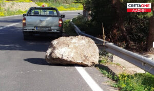 Λασίθι: Συναγερμός στην Αγιά Φωτιά – Βράχοι «σφυροκοπούν» τον δρόμο