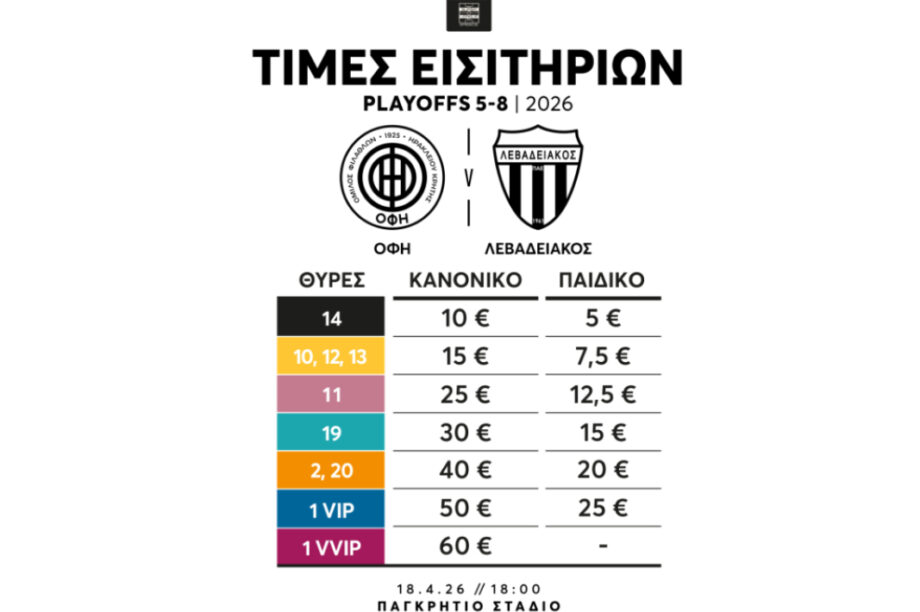 ΟΦΗ: Στην κυκλοφορία τα εισιτήρια του αγώνα με τον Λεβαδειακό