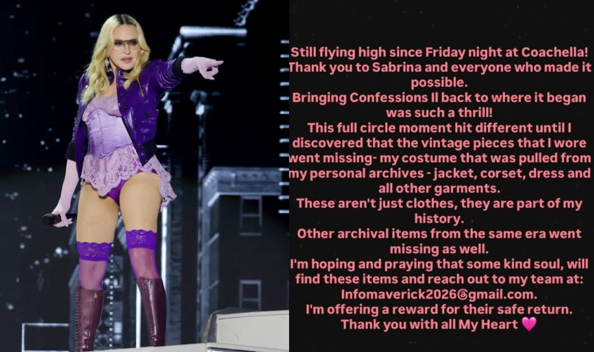 Η Madonna προσφέρει αμοιβή για το vintage κοστούμι της που χάθηκε στο Coachella (Φωτο)