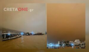 Λασίθι: Aφρικανική σκόνη σκέπασε την Ελούντα (φωτογραφίες)