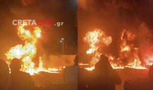 Ηράκλειο: «Πύρινη κόλαση» στα Δειλινά – Πετούσαν κατά ριπάς κροτίδες (φωτογραφίες)