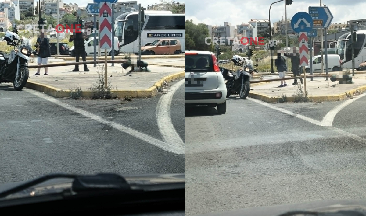 Κυκλοφοριακό «αλαλούμ» στην παραλιακή Ηρακλείου – Έπεσε φανάρι (φώτο)