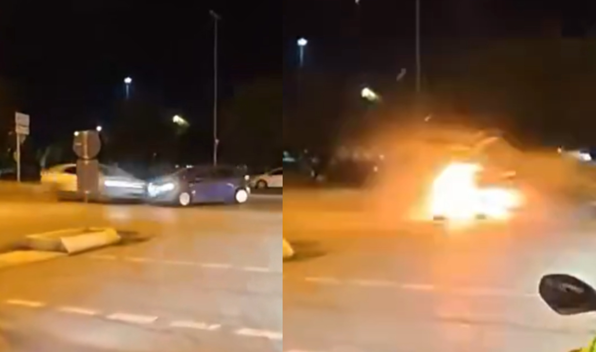 Βίντεο ντοκουμέντο από τροχαίο στη Κωνσταντινούπολη με αυτοκίνητο να τυλίγεται στις φλόγες