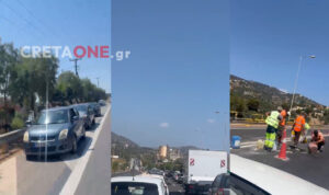Ηράκλειο: Τροχαίο και κυκλοφοριακό «έμφραγμα» στον ΒΟΑΚ – Δείτε βίντεο από το ατύχημα, τα έργα και… την κίνηση!