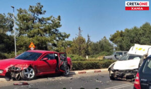 Σοβαρό τροχαίο ατύχημα στο δρόμο προς το αεροδρόμιο Χανίων (φώτο)