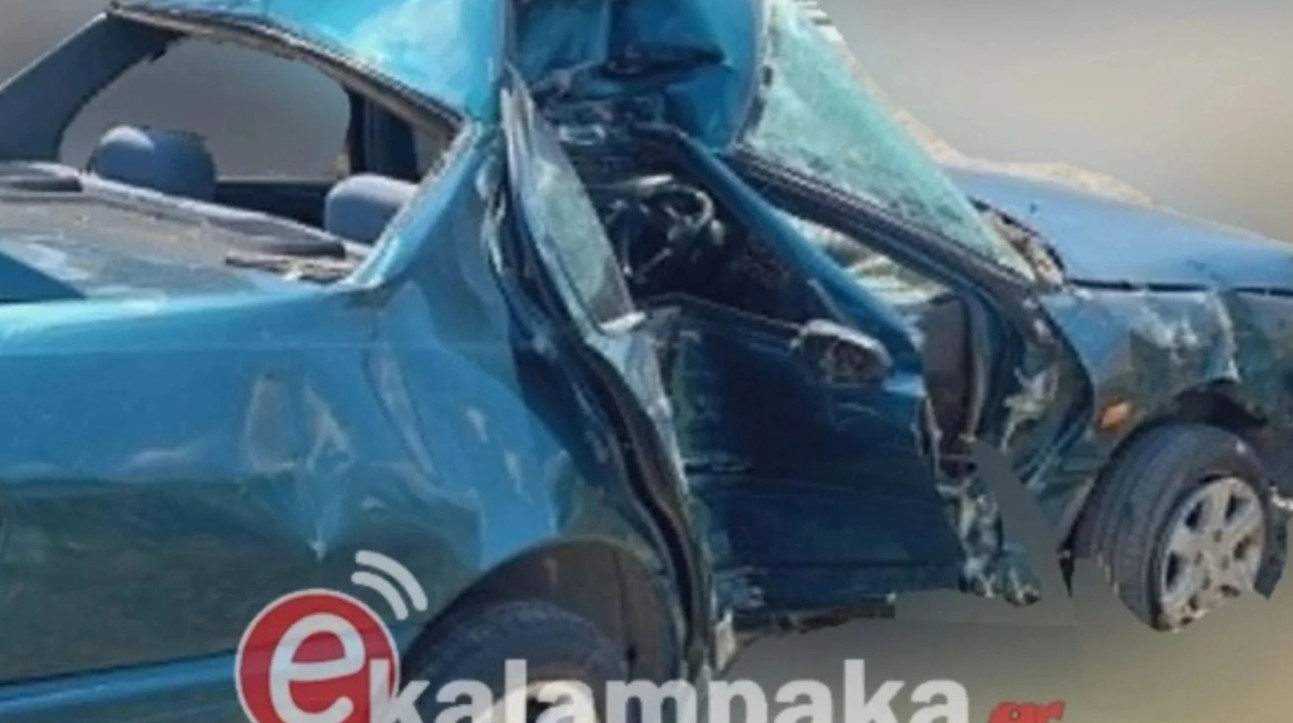 Θανατηφόρο τροχαίο στην Καλαμπάκα -Νεκρός ο συνοδηγός, σοβαρά τραυματίας ο οδηγός (φώτο)