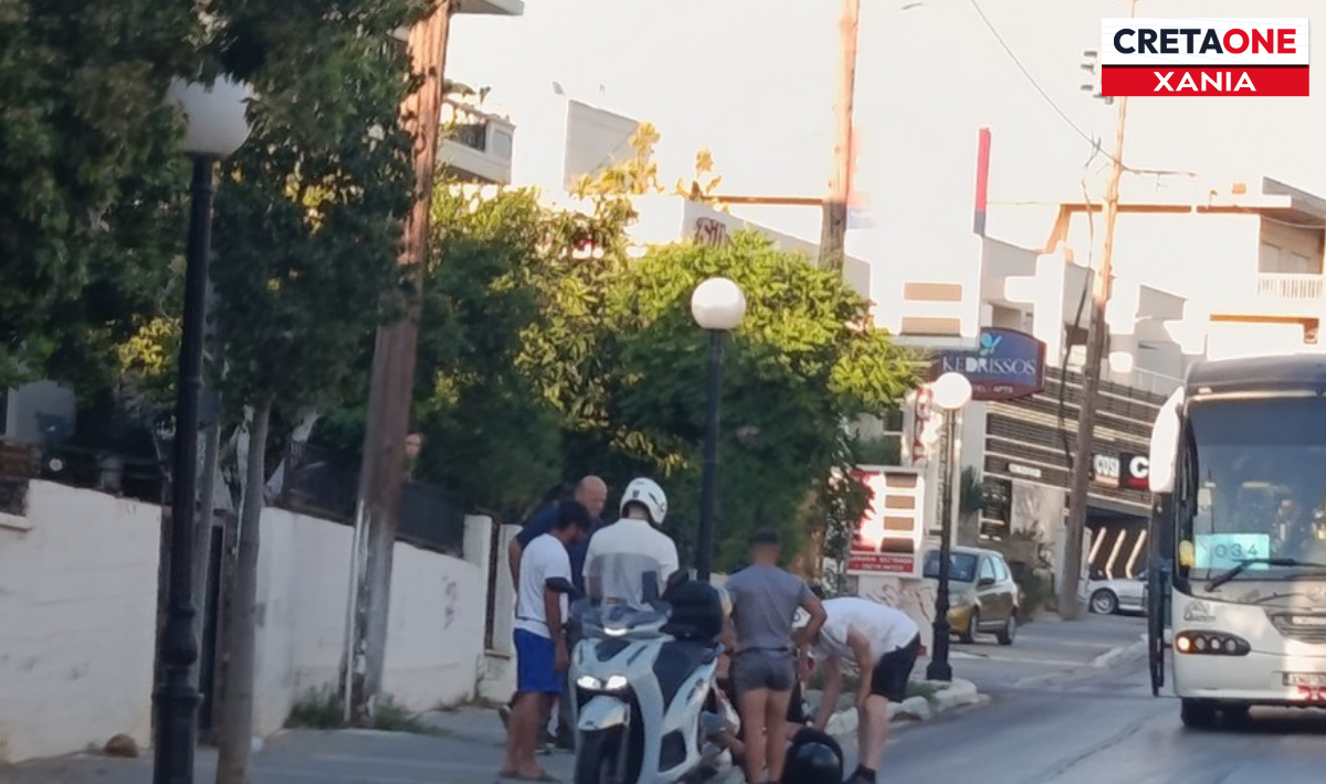 Τροχαίο ατύχημα με μηχανή στα Χανιά – Ένας τραυματίας (φώτο)