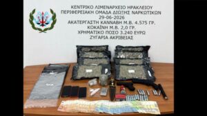 Μεγάλη επιχείρηση στο Ηράκλειο: Κατασχέθηκαν 4,5 κιλά ναρκωτικών και όπλα – Τρεις συλλήψεις