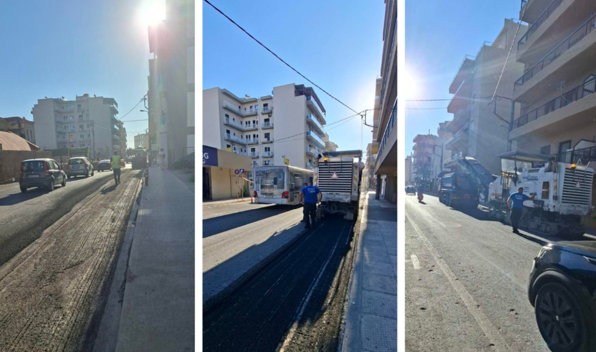 Έργα ασφαλτόστρωσης στην οδό Μητσοτάκη, κλειστό το ένα ρεύμα