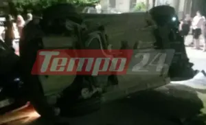 Τροχαίο ατύχημα στην Πάτρα: ΙΧ με δύο κοπέλες έκανε τρεις τούμπες – Δείτε φώτο