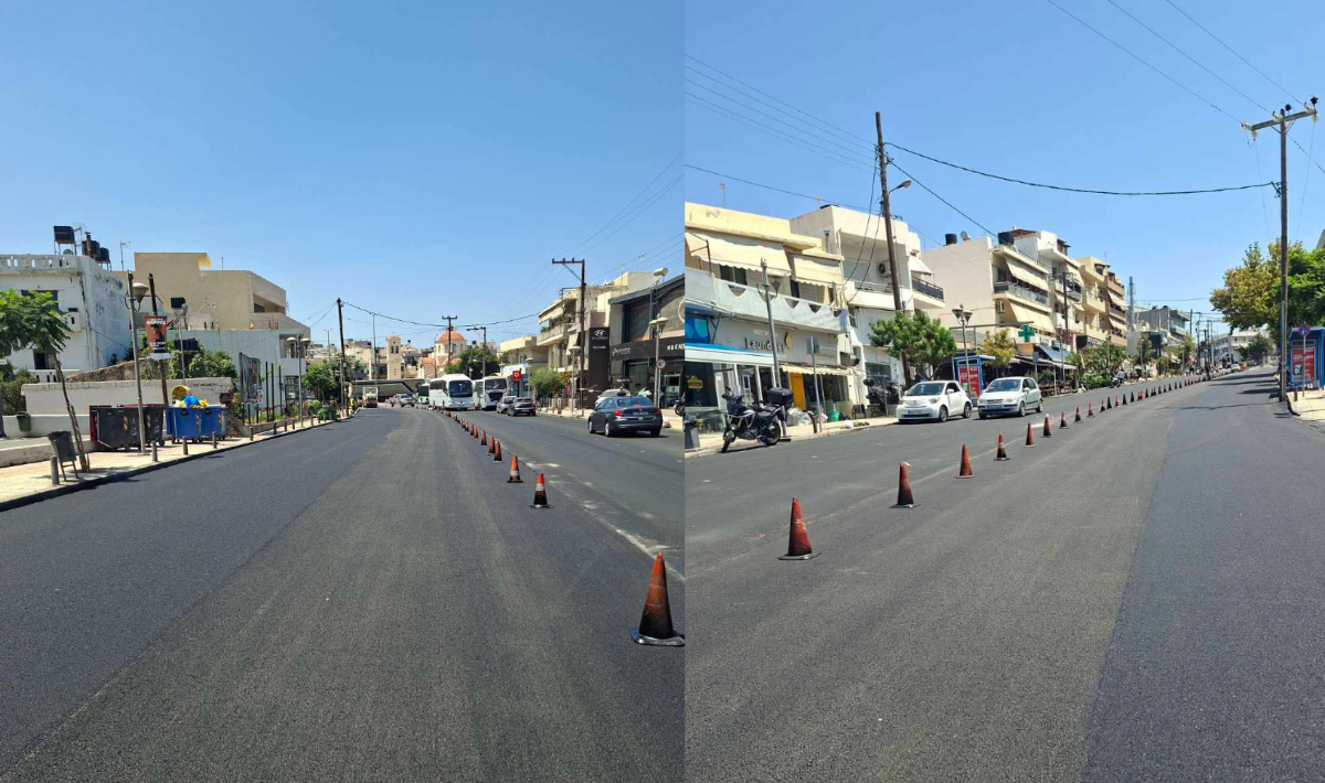Ηράκλειο: Ολοκληρώθηκαν οι εργασίες ασφαλτόστρωσης στη λεωφόρο Ικάρου (φώτο)