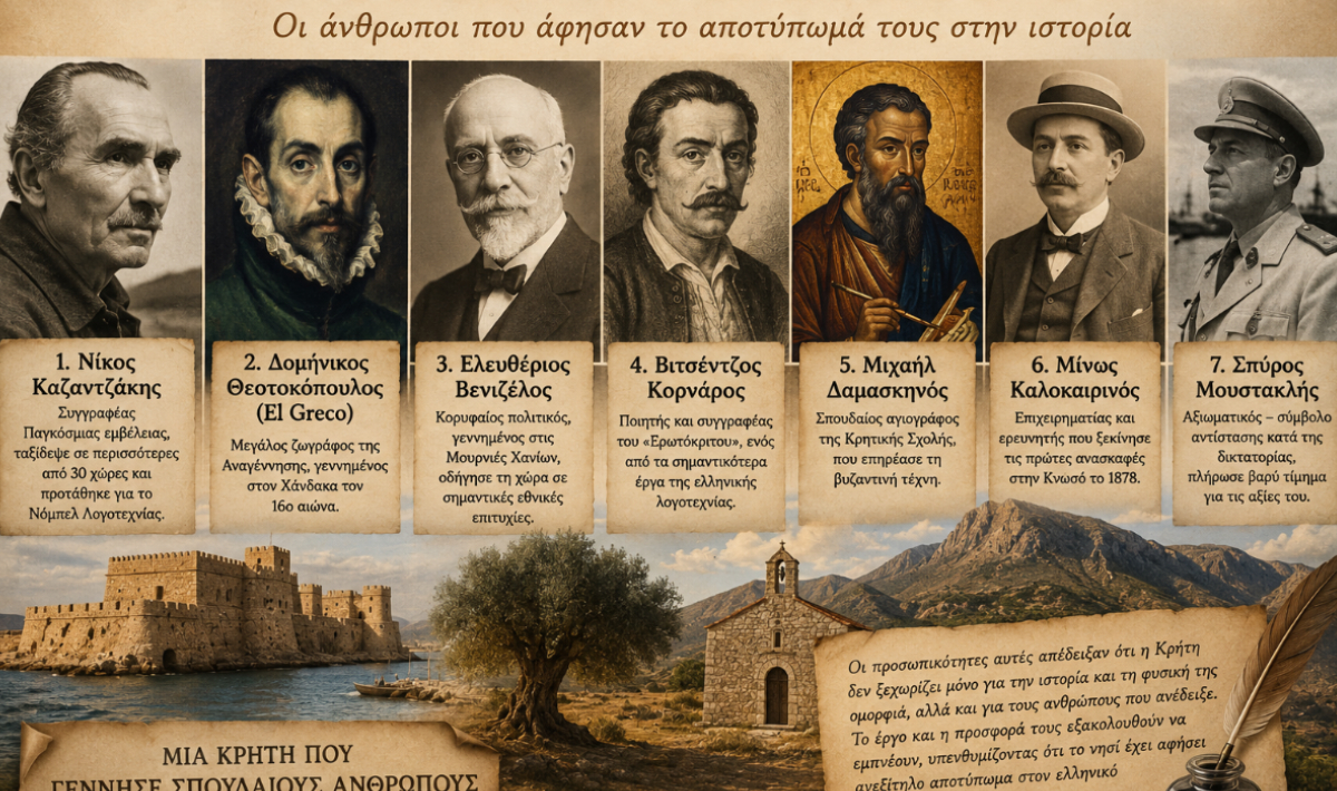 7 άνθρωποι από την Κρήτη που έγραψαν ιστορία αλλά λίγοι γνωρίζουν τη ζωή τους